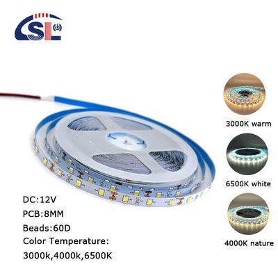 12V 60LEDs/m 2700K-3000K SMD de uma cor 2835 Quente Branco LED Backlight Strip Light