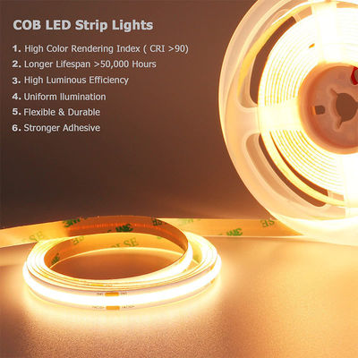 3- Alto brilho COB LED Strip Light 480leds 8mm10mm 3000K4000K6500K Quente Branco Natural