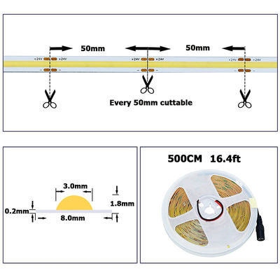 3- Alto brilho COB LED Strip Light 480leds 8mm10mm 3000K4000K6500K Quente Branco Natural