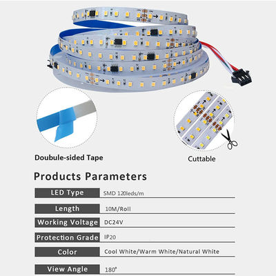12v24v 8mm 120leds 4000K Natural Electroplate SMD2835 LED luz de faixa com Dimmer