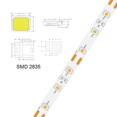 5V 8mm 320LEDs 4000K IP65 1cm Um corte de Electroplate à prova d'água COB Flexível LED Strip Light