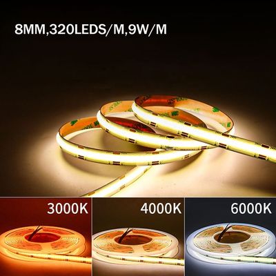 IP20 DC12V24V 8mm10mm Largura 480Leds 3000K4000K6500K Flexível COB Led Strip Light para decoração exterior e interior