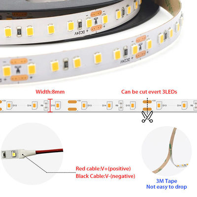 12v24v 8mm 6500K Branco 120 leds Electroplate SMD2835 Led Strip Light com CRI Ra 90