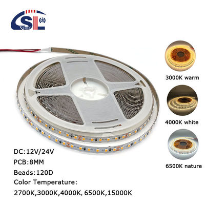Lâmpadas de LED residencial DC12V 24V SMD2835 PCB de placas eletrônicas 120Ds 8mm Ra 80 3000K
