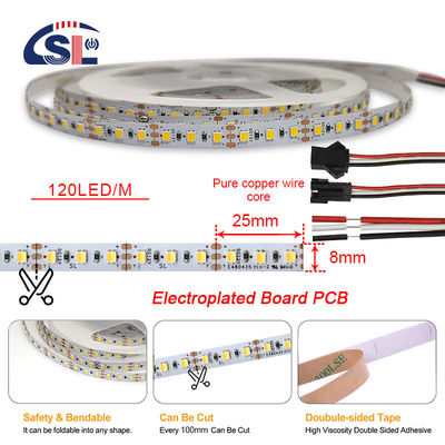 SMD2835 120LED 5mm 8mm CCT LED Strips para decoração de armários Luz linear -20 60C