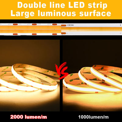 CE RoHs IP44 Ra80 COB Lâmpada de banda LED 8mm Largura 110V/220V 320Leds 3000K4000K6500K 3