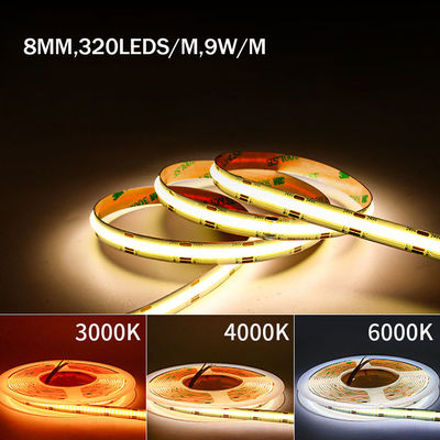 Aperta à água Personalização DC12V24V 8mm10mm Largura 3000K 6500K CCT COB LED Strip Light