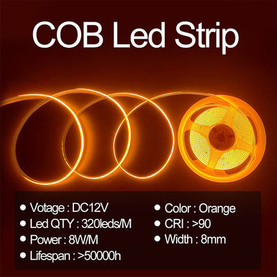 IP20 12V 24V Flexível COB LED Strip Light 8mm 320Leds Lâmpadas Lâmpadas Lâmpadas Lâmpadas Lâmpadas 3
