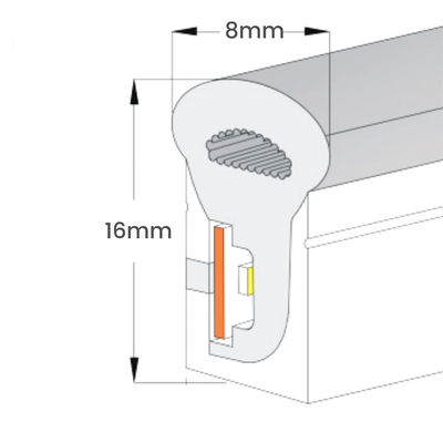 Top Bending Warm White Neon Flex DC 12V IP65 Impermeável 8x16mm 120 LEDs/M Completo