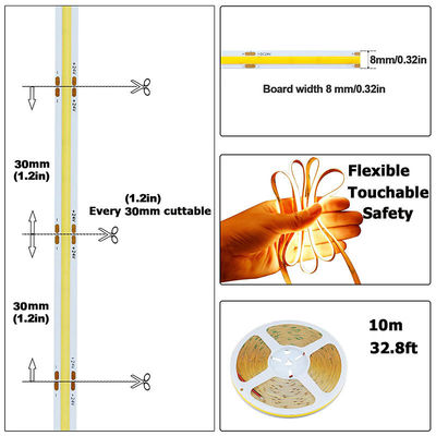 4000K COB Flexível LED Strip 480Leds 8mm10mm Largura para gabinete Iluminação de cozinha quarto