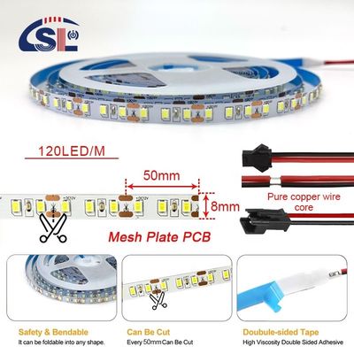 Design flexível 8mm 120leds 4000K Placa de malha natural flexível SMD2835 Led Strip Light