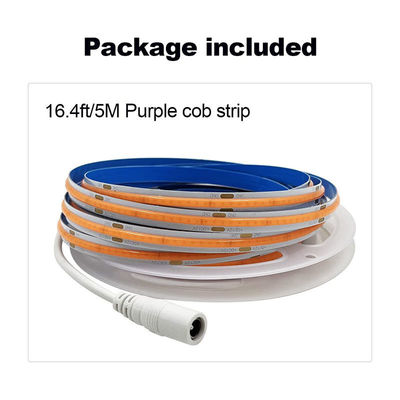 3000K Ra90 Alta Densidade Flexível COB LED Strip Light 12V24V 320leds 8mm Largura Roxo