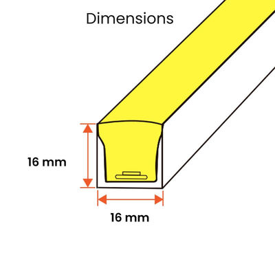 4100K 48V 16x16mm Forma plana Curvatura vertical IP65 LED à prova d'água Neon Flex 3000K