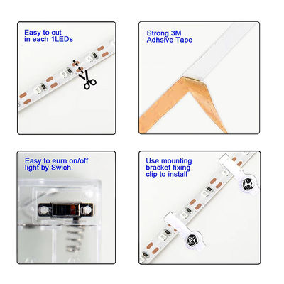 1 corte de placas elétricas flexíveis SMD2835 LED Strip Light 5V 120LEDs 8mm 3000K4000K6500K