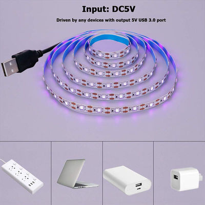 Luz de tira LED 5V 8mm 120LEDs roxo uma placa de corte eletroplata para suas necessidades