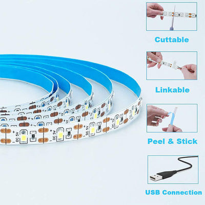 3- 120° Ângulo do feixe 5v 120 leds 8mm 4000K Natural Uma luz um corte SMD2835 Led Strip Light