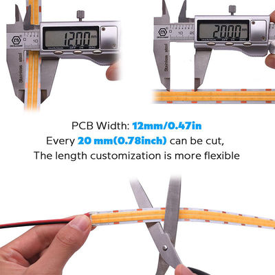 2- DC12V24V 8mm 320Leds 3000K Quente COB Led Strip Light para gabinete quarto iluminação de cozinha decoração