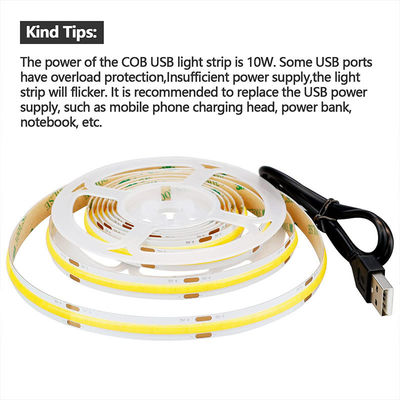 Hotel 5V 8mm 320leds 4000K Natural 1cm um corte IP65 impermeável Electroplate flexível COB Led Strip Light