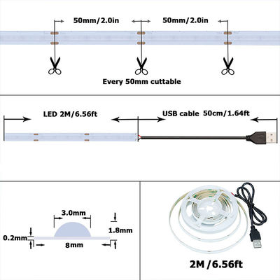 320 leds 8mm azul flexível COB LED Strip Light para decoração interior e exterior -20 60C