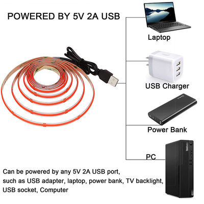 12V Dimmable Red COB LED Strip Light para decoração interior e exterior 8mm 320 LEDs