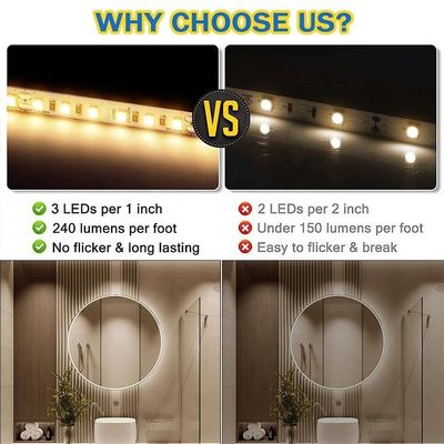 8mm 240leds 6500K Cold White SMD2835 Led Strip Light com modo de interruptor de controle remoto