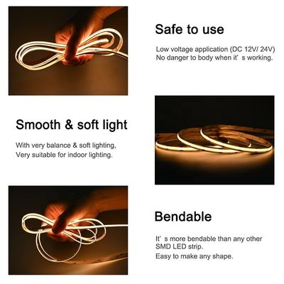 Suporte Dimmer Alto brilho 8mm10mm 320leds 3000k-6500k COB Led Strip Light com 3-