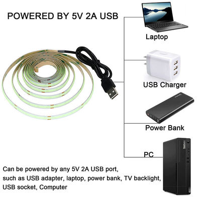 12v24v 8mm 320leds Ice-Blue flexível COB Led Strip Light para Iluminação e circuitos de design