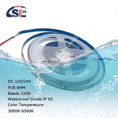 Impermeável 8mm Larga 12V Smd 60Led 120Led 3000k 4000k 6500k 15000k IP65 IP67 LED Strip Light Para Exterior