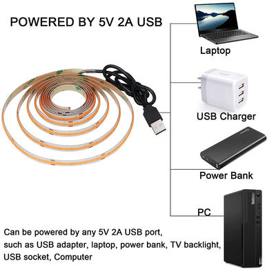 Modo de controlo Wifi 12v24v 8mm 320leds Roxo Alto brilho COB LED Strip Light 0.06kg