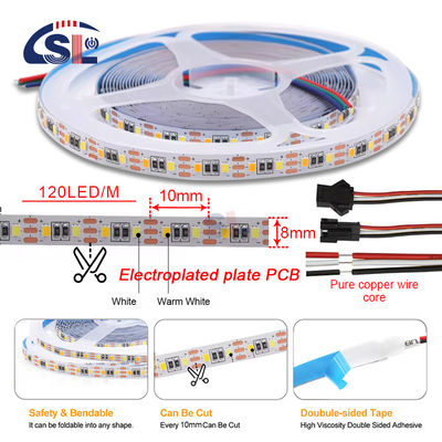 Temperatura de cor ajustável Luz de tira LED 120 LEDs/m Dual Color 8MM Não impermeável