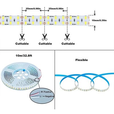 8mm 240leds 6500K Placa de corte flexível branca SMD2835 LED Strip Light 12V24V