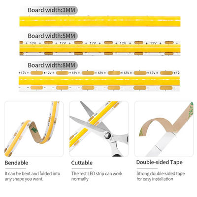 Alto brilho DC12V24V 8mm10mm 480Leds 3000K Quente COB LED Strip Light NO-impermeável