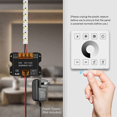 Controlador de luz LED de painel de toque RF sem fio para luzes monocromáticas bicolores e RGB