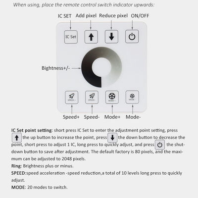 Controlador de luz LED de painel de toque RF sem fio para luzes monocromáticas bicolores e RGB