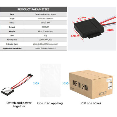 12V 24V 3A LED Mirror Touch Sensor Switch para 1-6mm Mercury Mirror Single Three Color