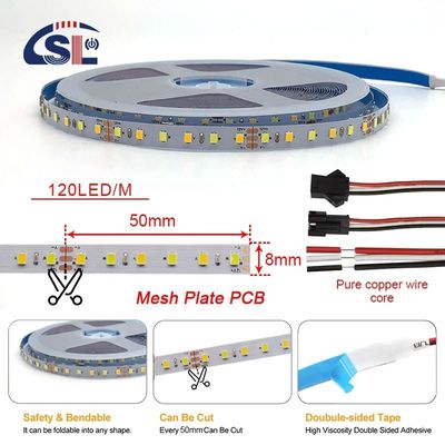120 leds CCT Led Strip Light 2700k-6500k 5/10M/Roll 12/24V DC Voltagem de entrada DC 24V