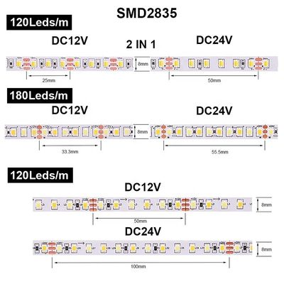 240LEDs 8mm 12V 24V UL Listado COB SMD2835 Luz LED para Iluminação Comercial