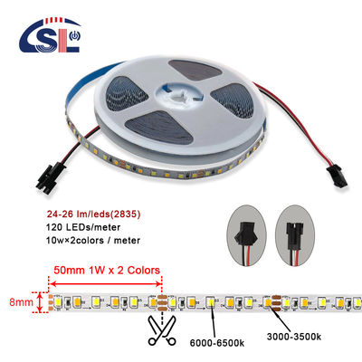 4000K CCT 8mm Largura LED Flexível Lâmpada de Faixa 12V 120leds / m para solução de iluminação doméstica