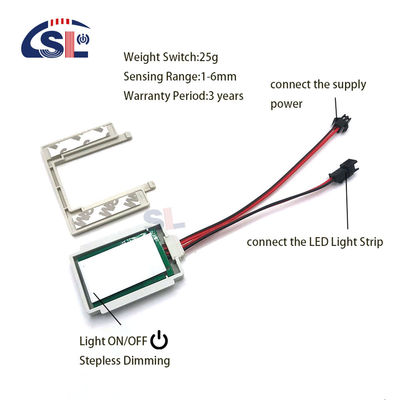 Interruptor de sensor de toque dimmer ON/OFF de um/três cores para iluminação LED de espelho de banheiro