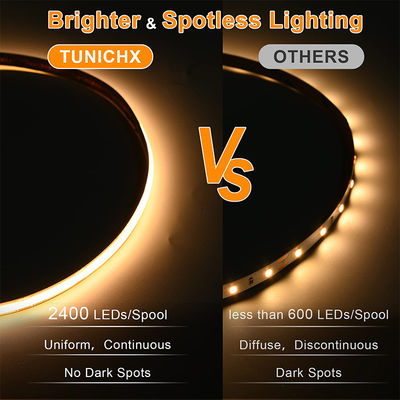Electroplate COB 24v COB 576Ds 8mm LED Light Strip para criar uma atmosfera relaxante