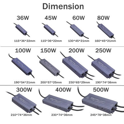 Condutor LED à prova d'água AC/DC12V 24V para iluminação exterior 36W 60W 100W 150W 200W 300W 400W