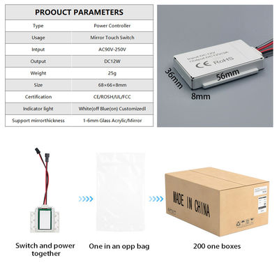 110V 240VAC LED Strip Light Controller Touch Button Switch para Espelho Inteligente