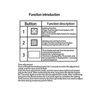 Desfocador de espelhos LED com sensor de toque de exibição de temperatura de tempo Switch dimmer stepless 5A 60W