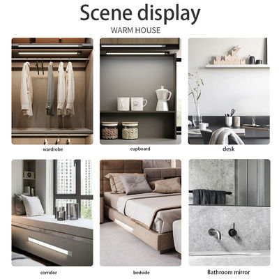 Alerta de luz do dia LED, faixa de iluminação do guarda-roupa com sensor de movimento e bateria recarregável