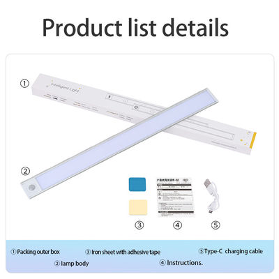 Alerta de luz do dia LED, faixa de iluminação do guarda-roupa com sensor de movimento e bateria recarregável