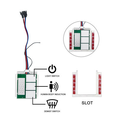 DC12V 5A 60W Display de temperatura do tempo Desfocador Luz LED Espelho Sensor de toque Switch dimmer Stepless
