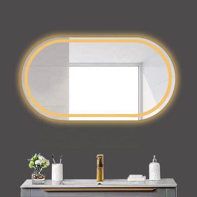 Smart LED Banheiro Vanity Mirror com banheiro de banho oval e luzes luminosas em prata
