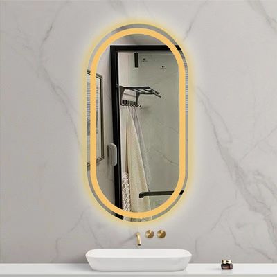 Smart LED Banheiro Vanity Mirror com banheiro de banho oval e luzes luminosas em prata