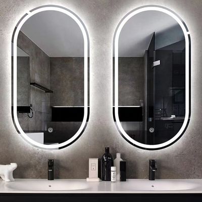 Smart LED Banheiro Vanity Mirror com banheiro de banho oval e luzes luminosas em prata