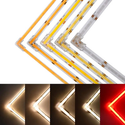 90 graus de forma de cristal L para conector de tira LED COB sem costura 2/3pin 5/8/10mm
